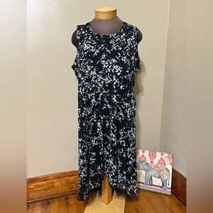 Laura Ashley Nylon Sleeveless Black & White High Low Midi Office Dress Size 2X